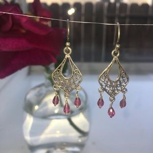 315: Chandelier Earrings with Pink Tourmaline Gems